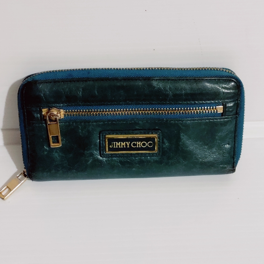 Jimmy Choo Green and Blue Wallet